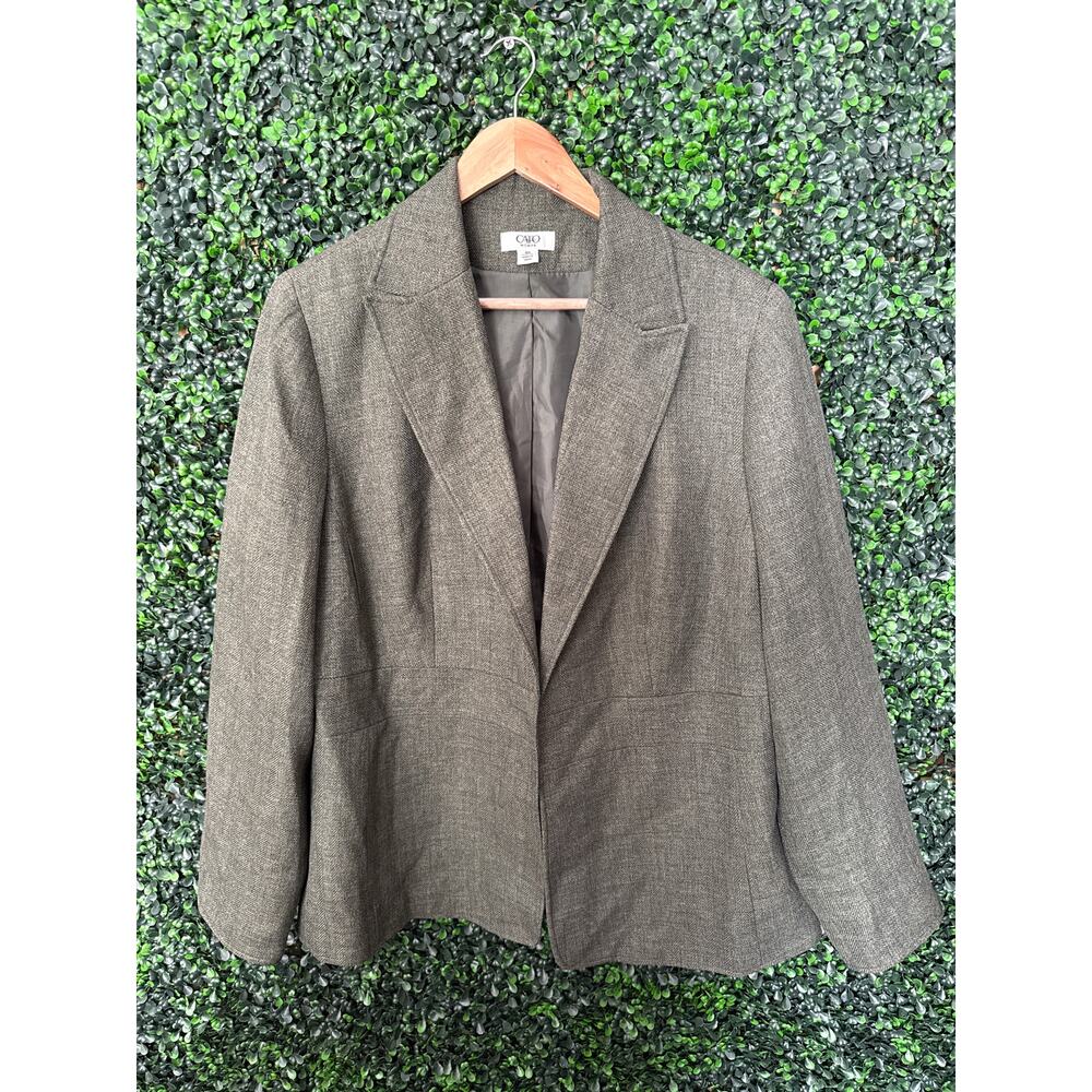 Cato Women's Twill Herringbone Pattern Green Jacket/Blazer, Women’s Size 18W
